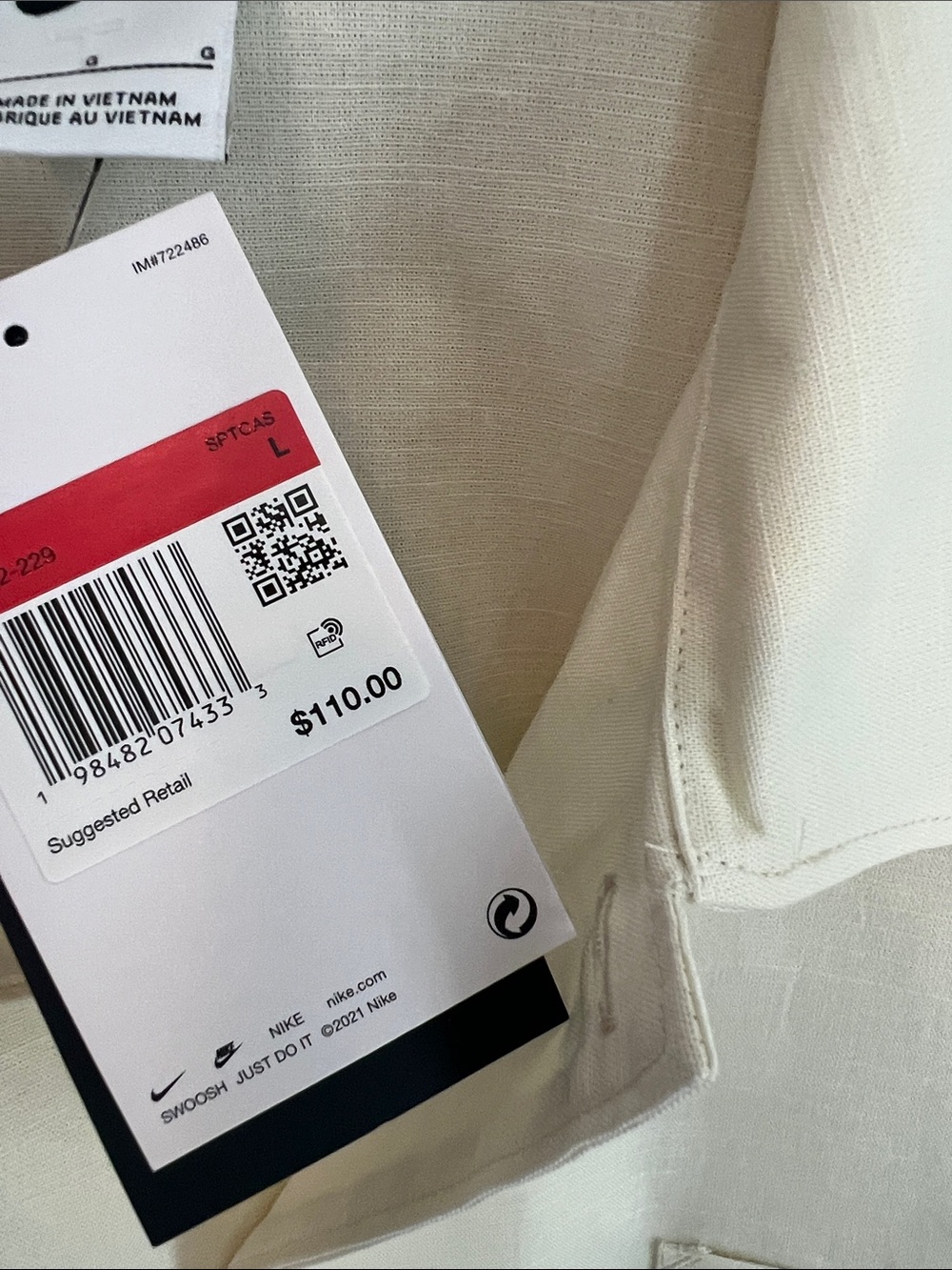 Nike Men's Ivory Button-Front Lightweight Overshirt - Picture 10 of 12